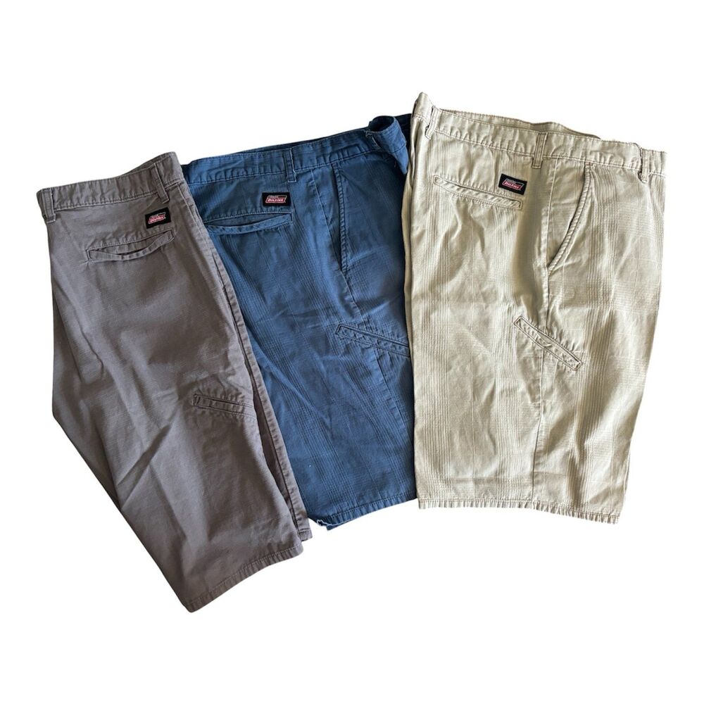 Dickies Men's Cargo Shorts Size 34 Beige Blue Gray